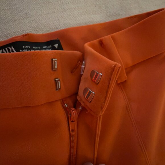 ZARA Orange High Waisted Pants With Slits (Small) - Picture 3 of 10
